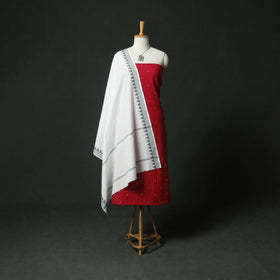 Jacquard Woven 2pc Cotton Unstitched Dress Material Kurta Set with Jewellery 16