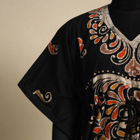 Black - cotton hand batik kaftan with tie-up waist (long)
