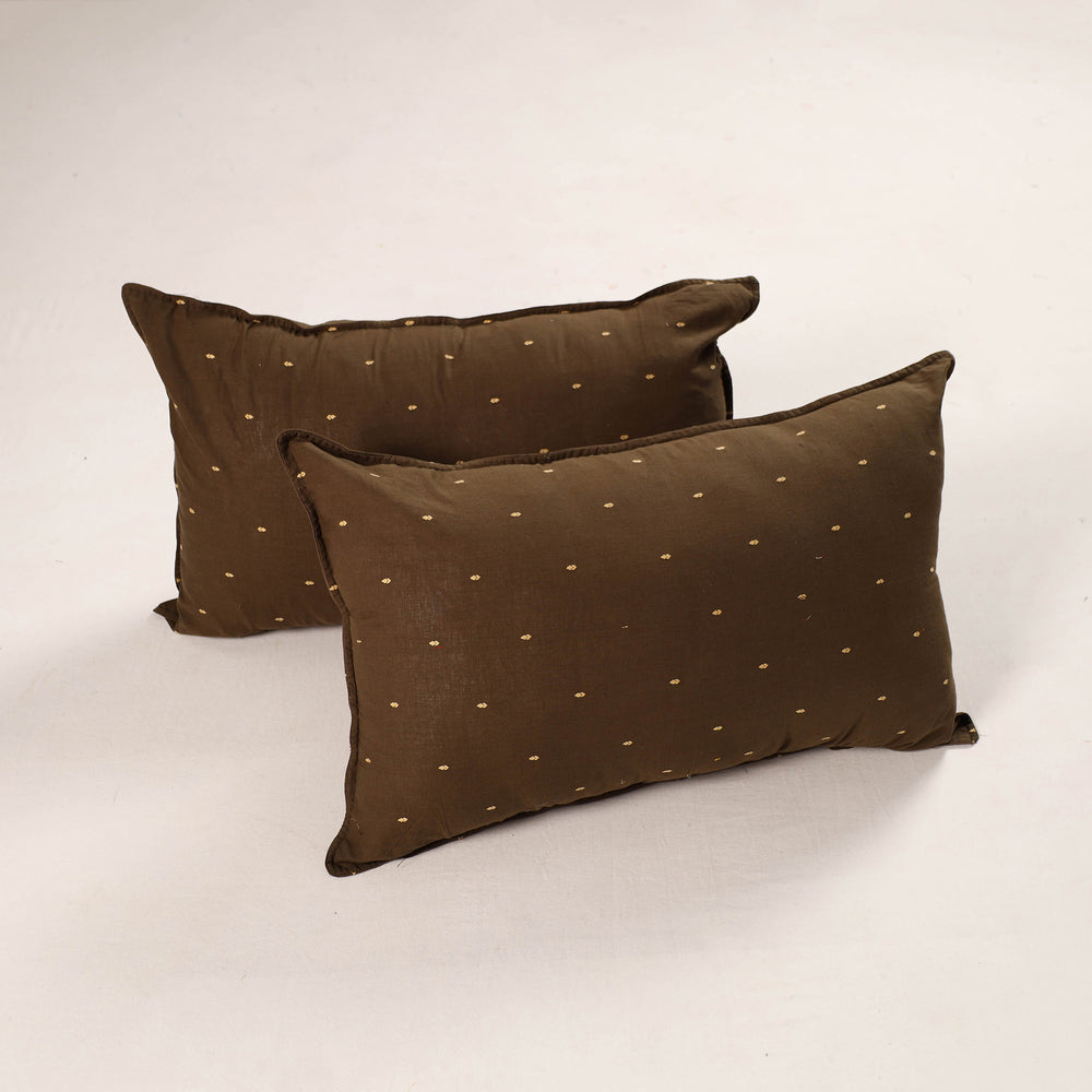 Brown - Set of 2 Jacquard Cotton Pillow Covers 45