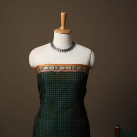Dharwad Checks Mercerised Cotton 3pc Unstitched Dress Material Suit Set with Woven Border 91