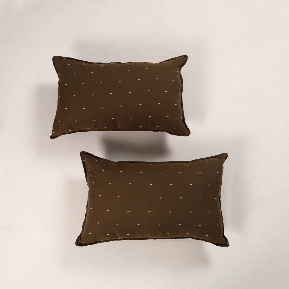 Brown - Set of 2 Jacquard Cotton Pillow Covers 45