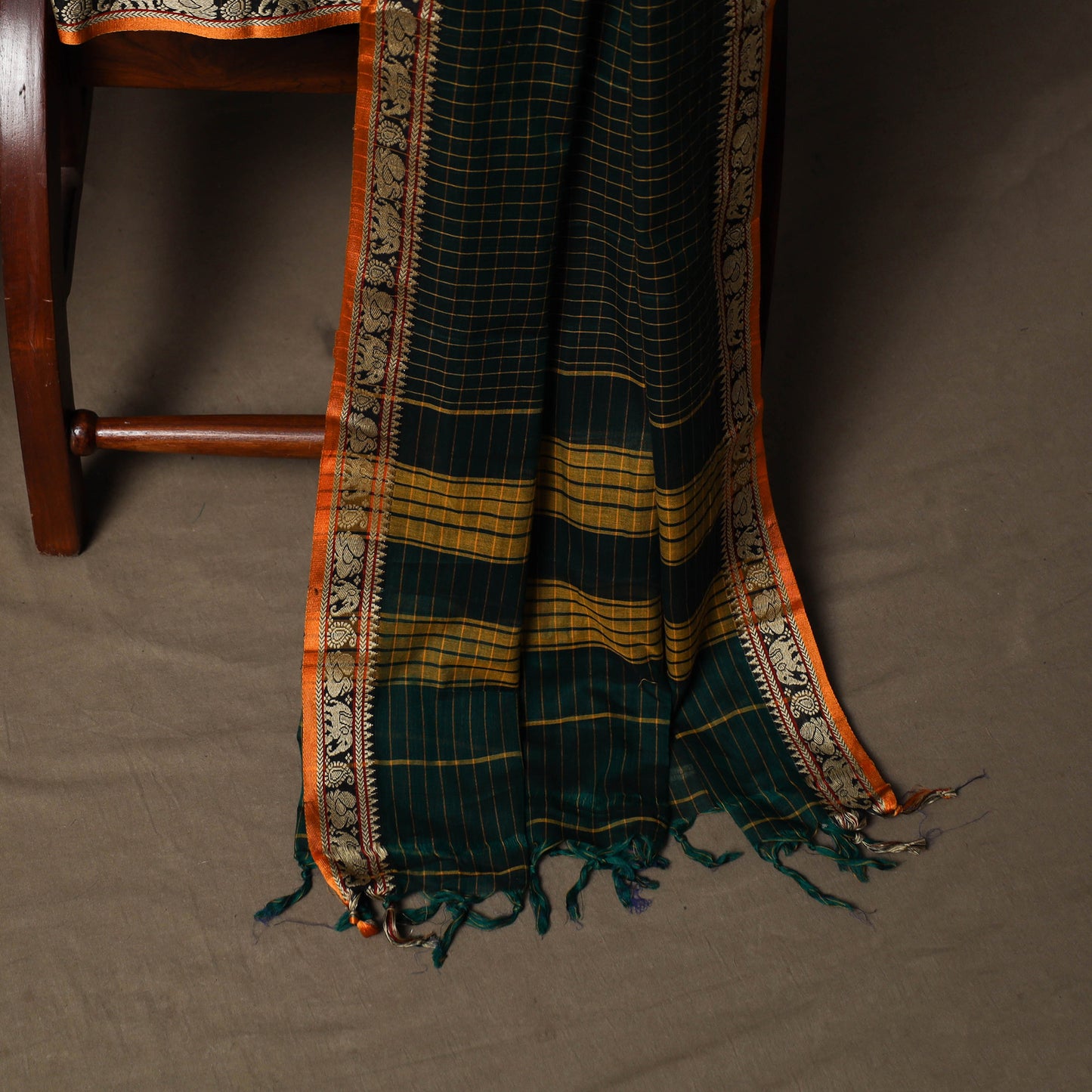 Dharwad Checks Mercerised Cotton 3pc Unstitched Dress Material Suit Set with Woven Border 91