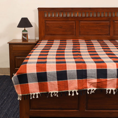 Orange - single handloom cotton bed sheet (90 x 60 in) 82
