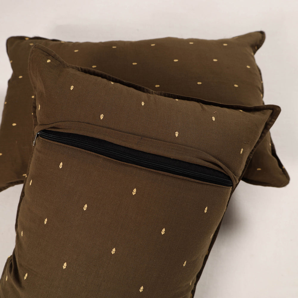 Brown - Set of 2 Jacquard Cotton Pillow Covers 45