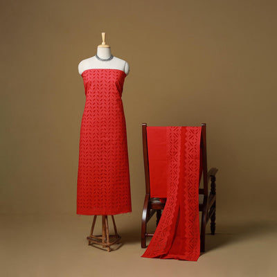 Barmer Cut Work Cotton Applique 3pc Unstitched Dress Material 08