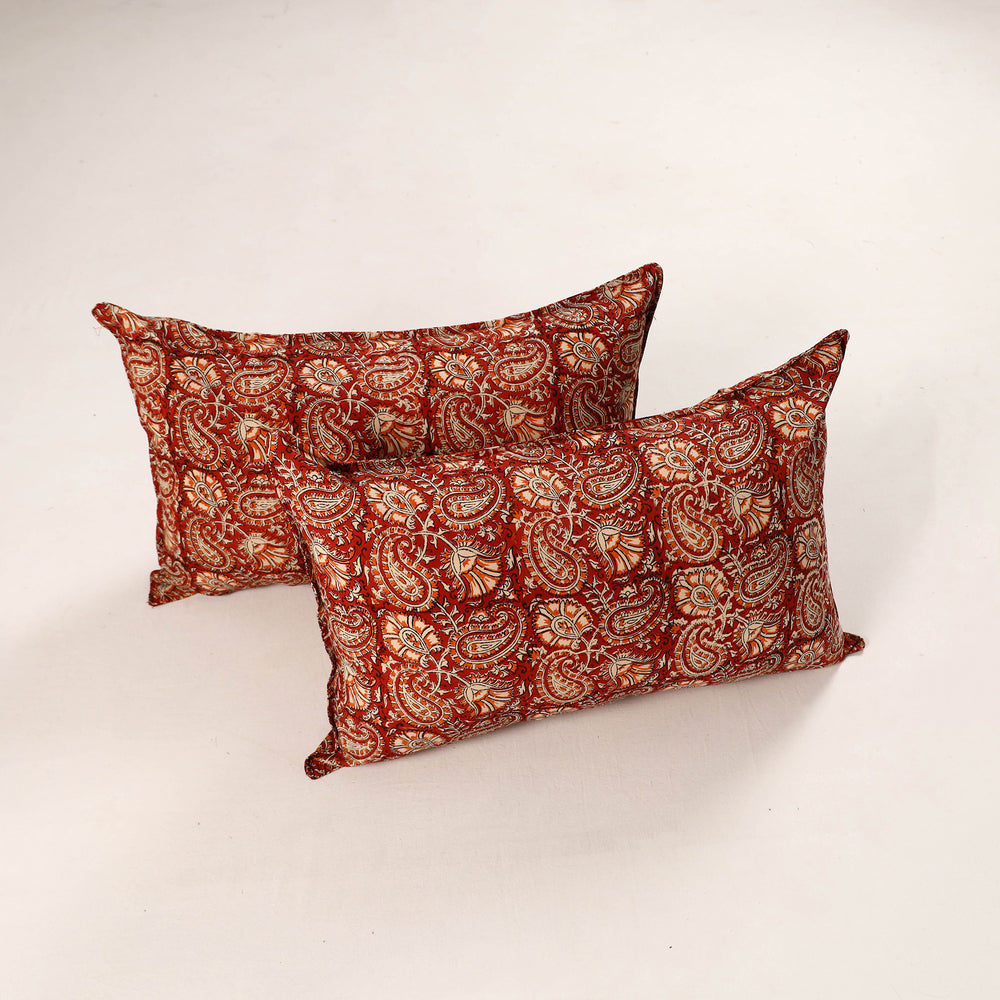 Red - Set of 2 Bagru Block Print Cotton Pillow Covers 46