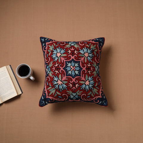 Kashmiri Crewel Hand Embroidery Cushion Cover (16 x 16 in) 02