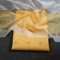 Yellow - 2pc Zari Buti Handloom Chanderi Silk Dress Material 18