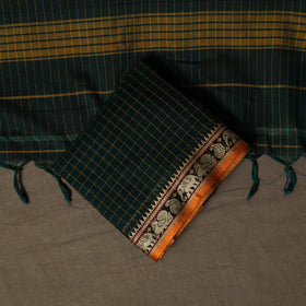 Dharwad Checks Mercerised Cotton 3pc Unstitched Dress Material Suit Set with Woven Border 91