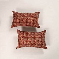 Red - Set of 2 Bagru Block Print Cotton Pillow Covers 46