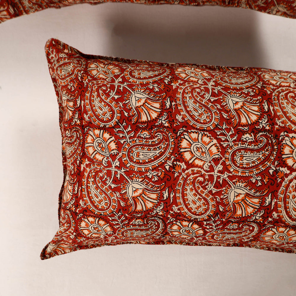 Red - Set of 2 Bagru Block Print Cotton Pillow Covers 46