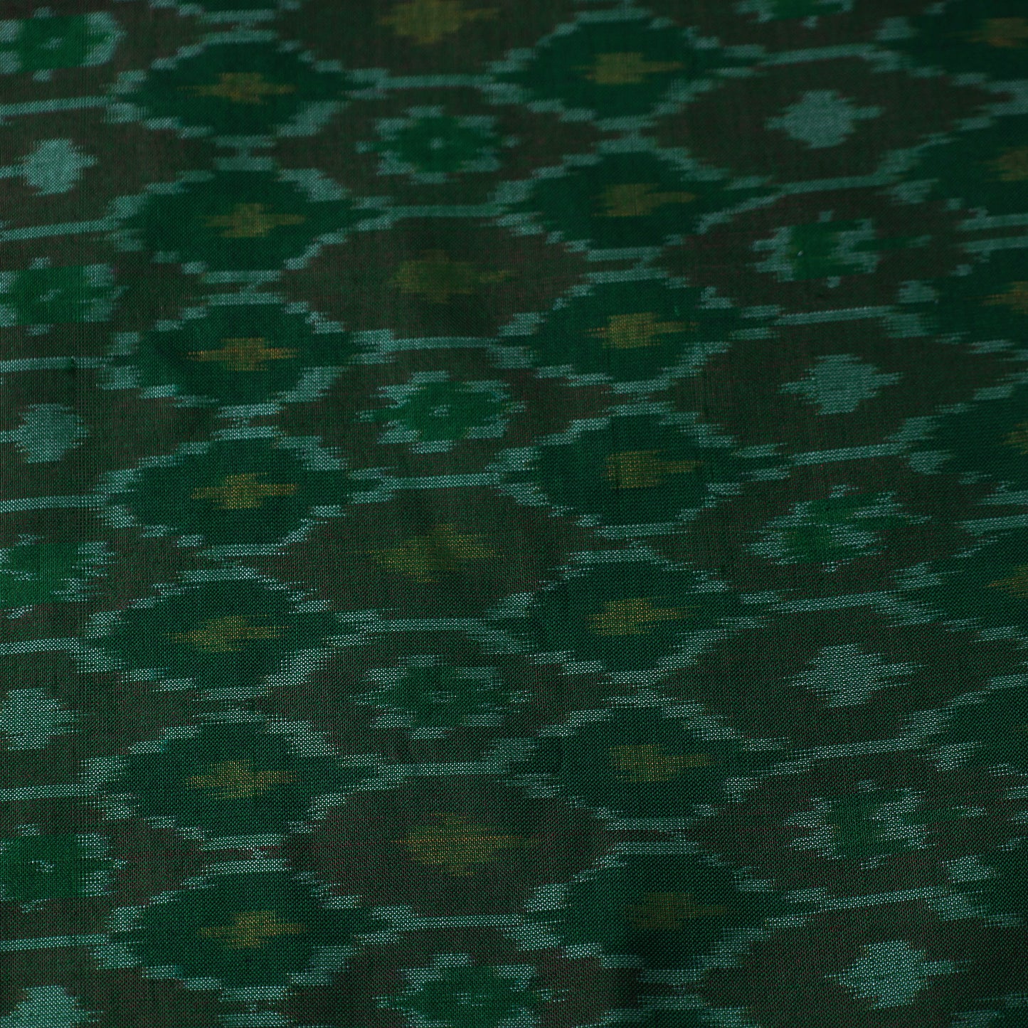 Green - Pochampally Ikat Weave Handloom Pure Mulberry Silk Fabric 45