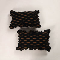 Black - Set of 2 Pochampally Ikat Cotton Frill Pillow Covers 47