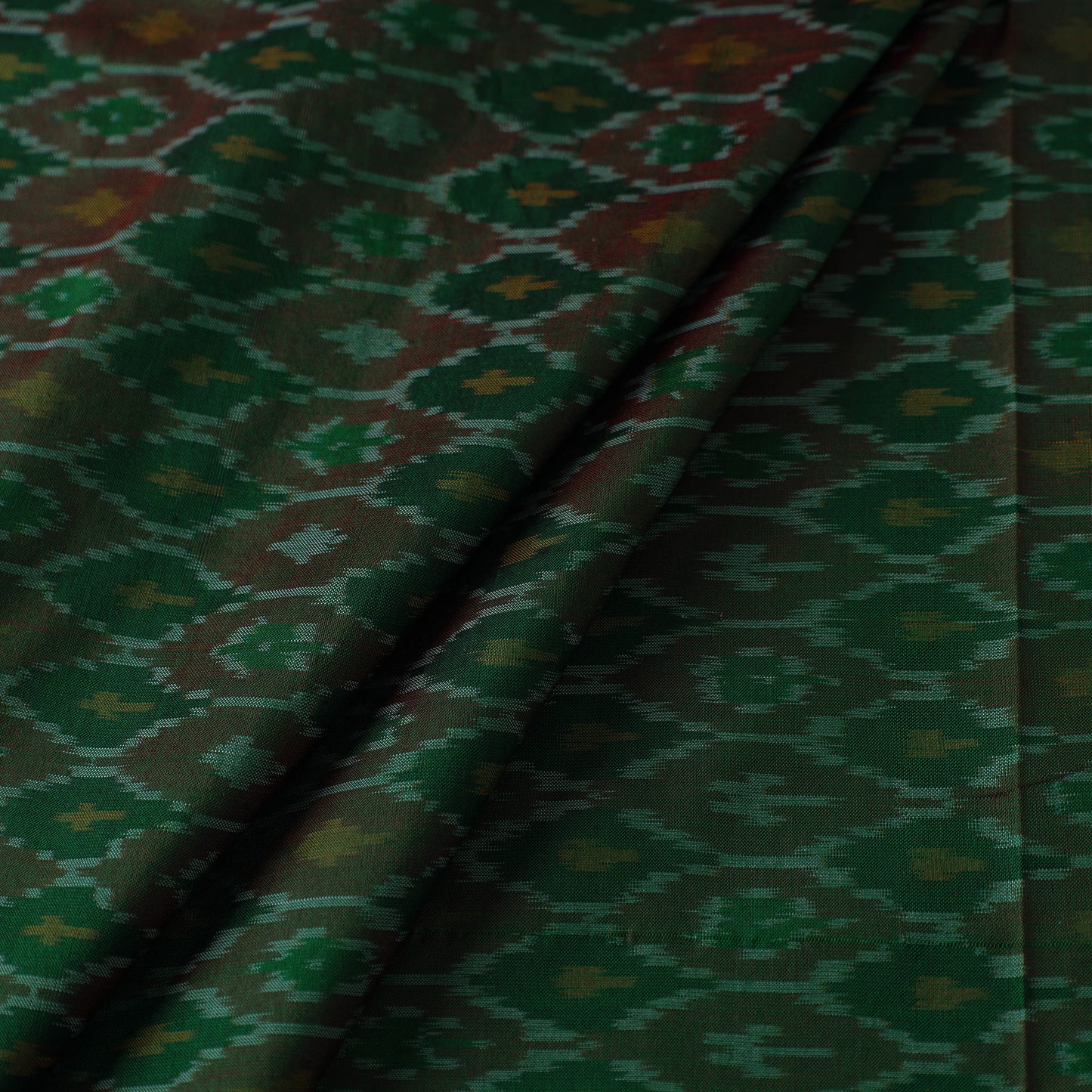 Green - Pochampally Ikat Weave Handloom Pure Mulberry Silk Fabric 45