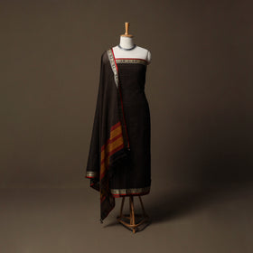 Dharwad Checks Mercerised Cotton 3pc Unstitched Dress Material Suit Set with Woven Border 92