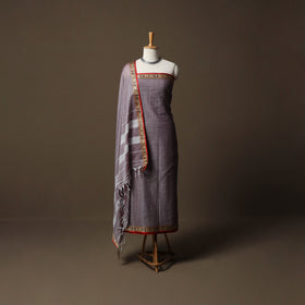 Dharwad Checks Mercerised Cotton 3pc Unstitched Dress Material Suit Set with Woven Border 93