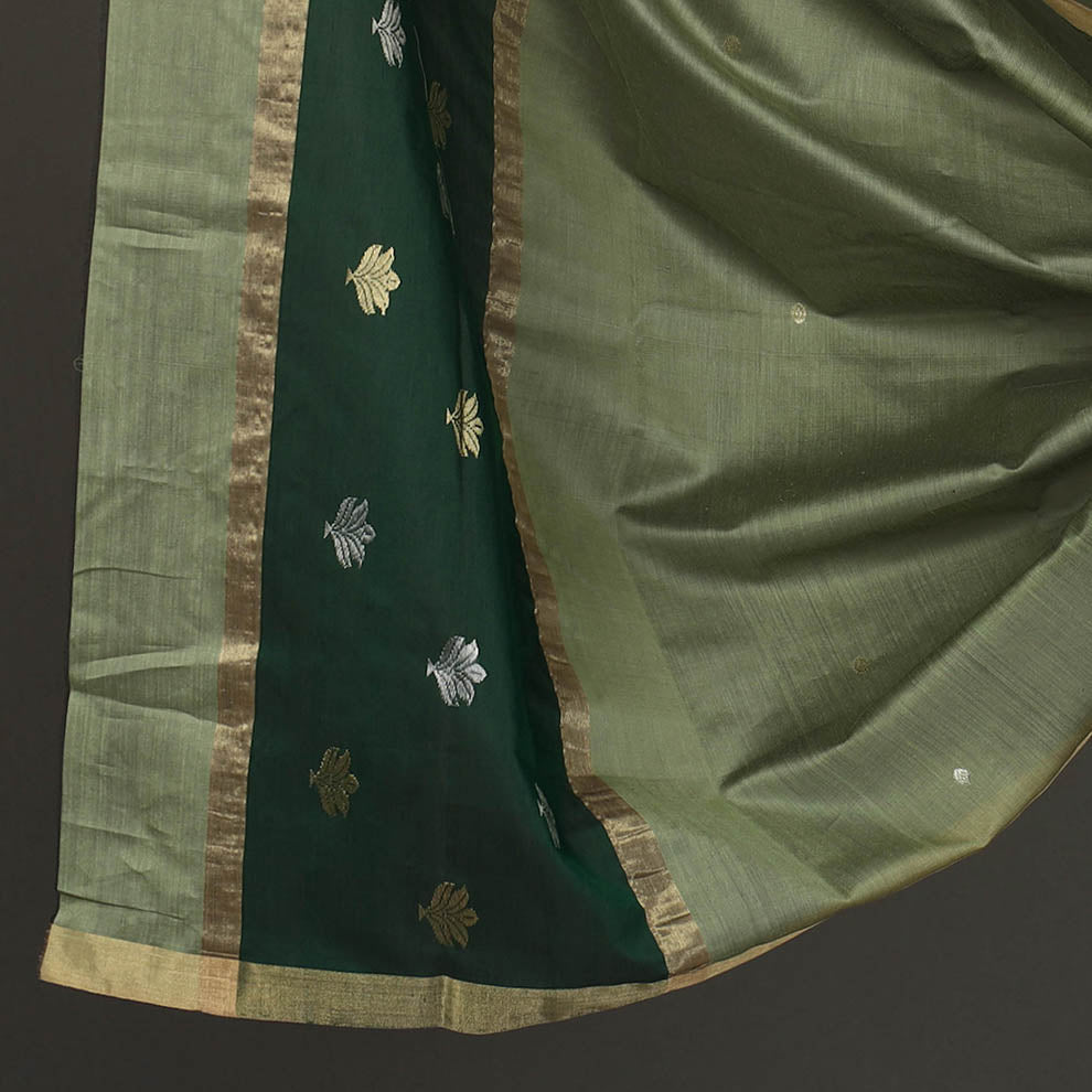 Green - 2pc Zari Buti Handloom Chanderi Silk Dress Material 26