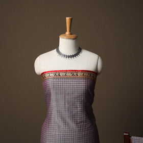 Dharwad Checks Mercerised Cotton 3pc Unstitched Dress Material Suit Set with Woven Border 93