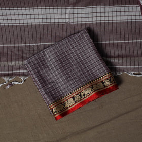 Dharwad Checks Mercerised Cotton 3pc Unstitched Dress Material Suit Set with Woven Border 93