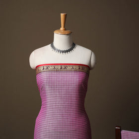 Dharwad Checks Mercerised Cotton 3pc Unstitched Dress Material Suit Set with Woven Border 94