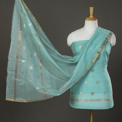 Green - 2pc Zari Buti Handloom Chanderi Silk Dress Material 24