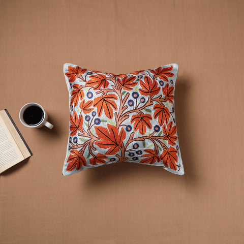 Kashmiri Crewel Hand Embroidery Cushion Cover (16 x 16 in) 06
