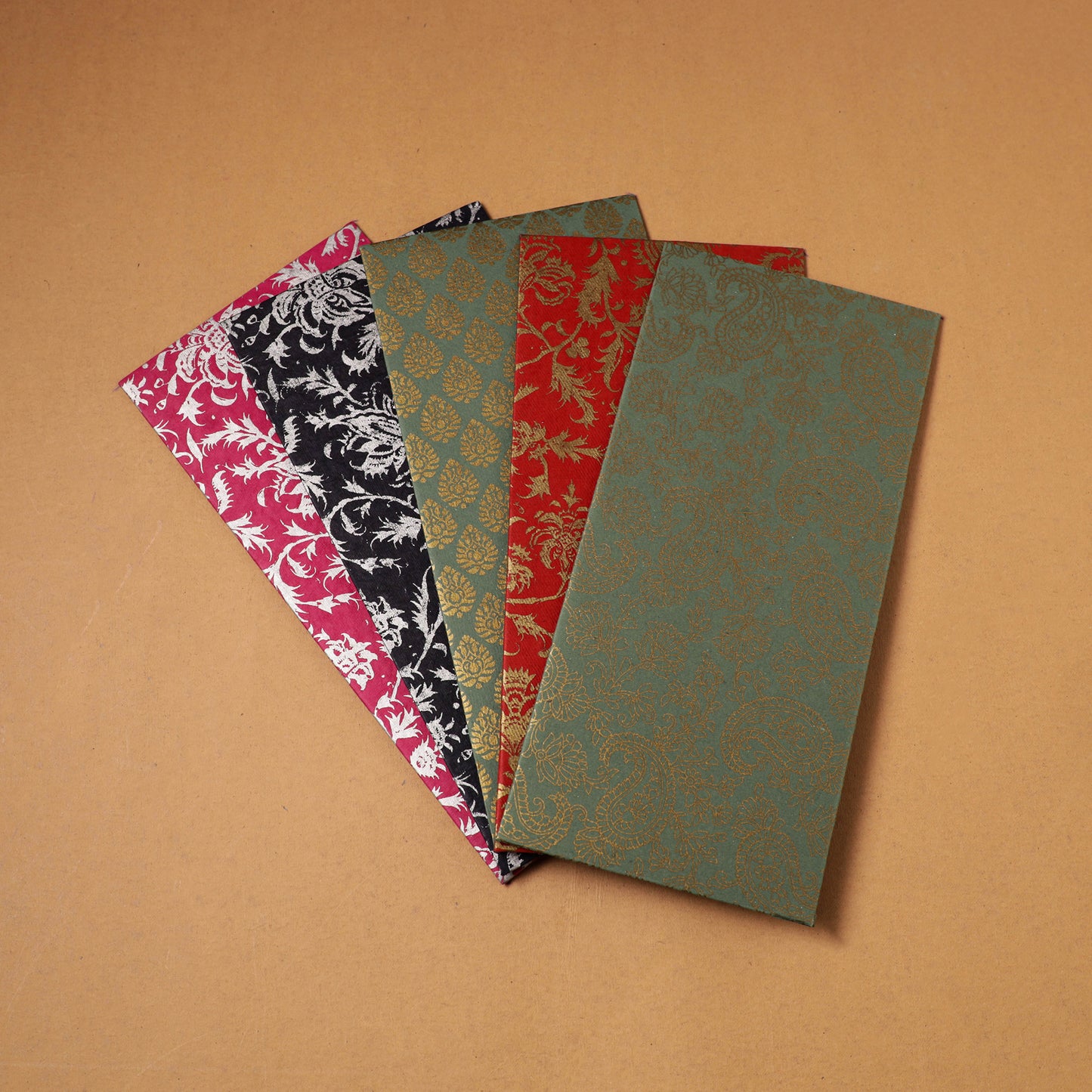 Floral Print Handcrafted Notecards with Envelopes (Set of 5) 15