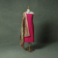 Kutch Bandhani Tie-Dye Pure Mul Cotton 2pc Unstitched Dress Material Kurta Set with Jewellery 26