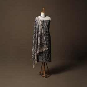 Pedana Hand Block Print Natural Dyed Cotton Kalamkari 2pc Unstitched Dress Material Kurta Set 22