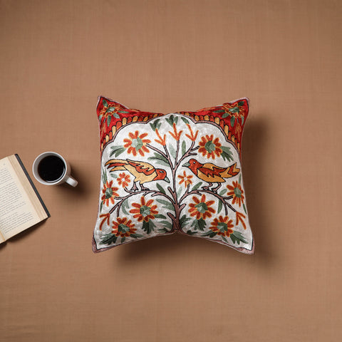 Kashmiri Crewel Hand Embroidery Cushion Cover (16 x 16 in) 10