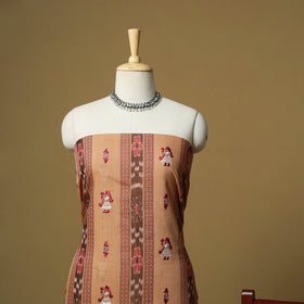Beige - Sambalpuri Ikat Handloom Cotton 3pc Unstitched Dress Material 01