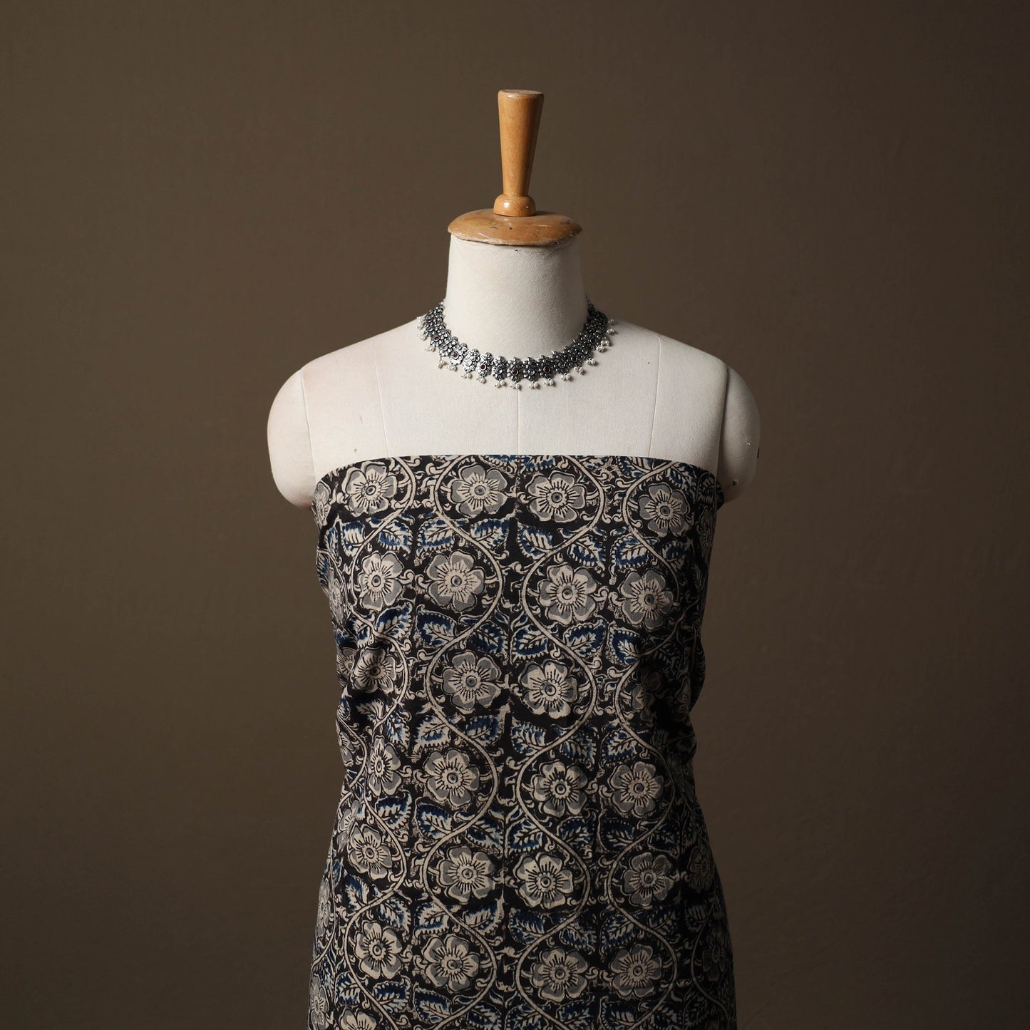 Pedana Hand Block Print Natural Dyed Cotton Kalamkari 2pc Unstitched Dress Material Kurta Set 22