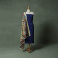 Kutch Bandhani Tie-Dye Cotton 2pc Unstitched Dress Material Kurta Set with Jewellery 27