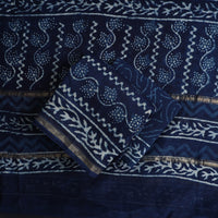 3pc Chanderi Silk Indigo Bagru Print Dress Material 07