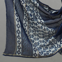 Blue - 3pc Chanderi Silk Indigo Bagru Print Dress Material 09