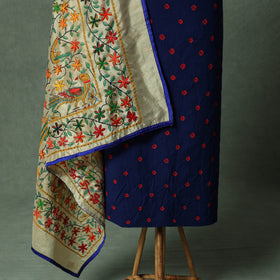 Kutch Bandhani Tie-Dye Cotton 2pc Unstitched Dress Material Kurta Set with Jewellery 28