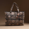 Black Handcrafted Quilted Cotton Hand Bag 34