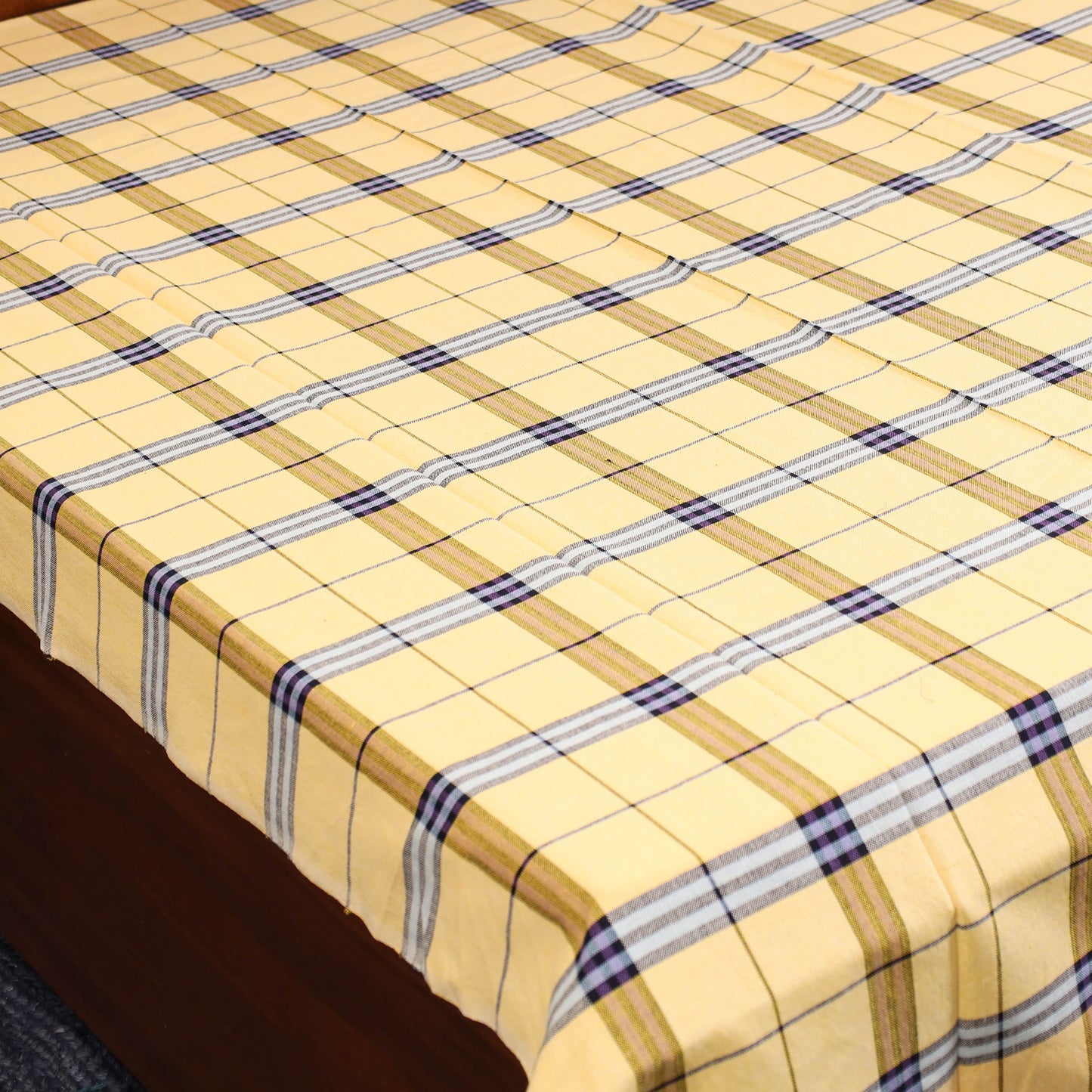 Yellow - single handloom cotton bed sheet (90 x 60 in) 91