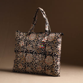 Black Handcrafted Quilted Cotton Hand Bag 34