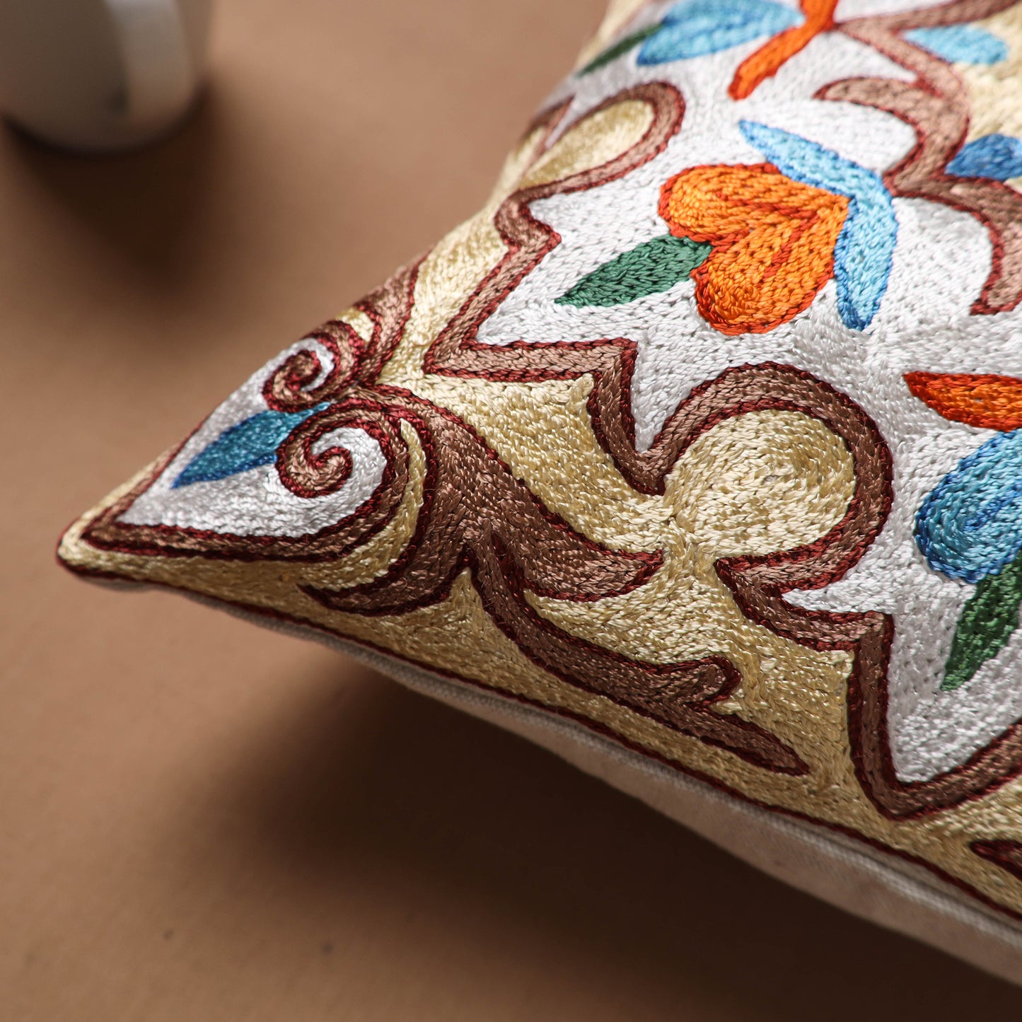 Kashmiri Crewel Hand Embroidery Cushion Cover (12 x 12 in) 16