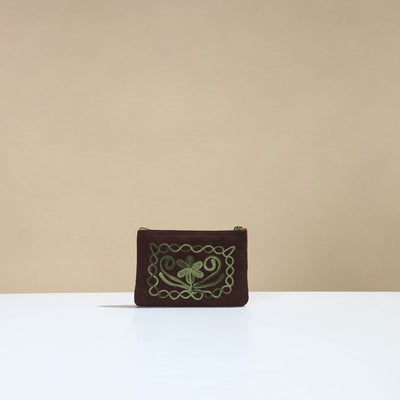 Crewel Embroidery Velvet Coin Purse