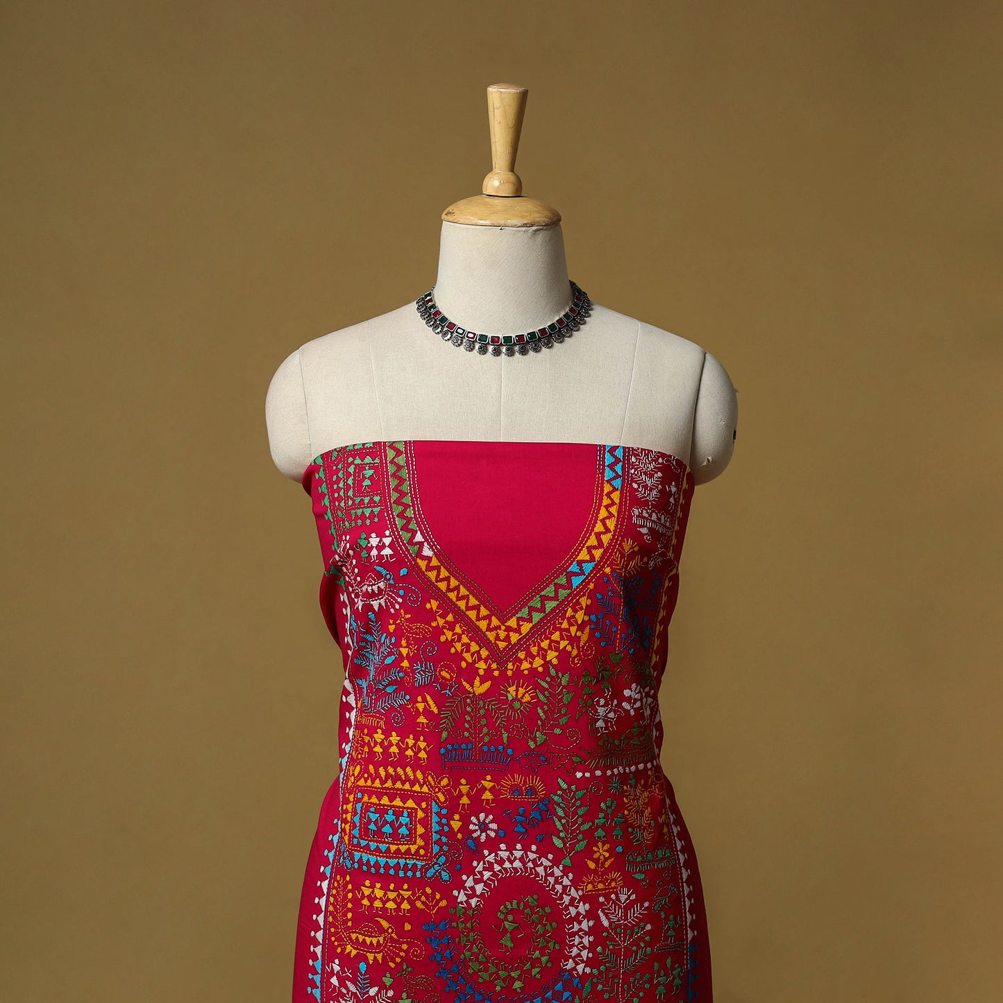 Bengal Kantha Hand Embroidered Unstitched Kurta Material (2.75M) 09