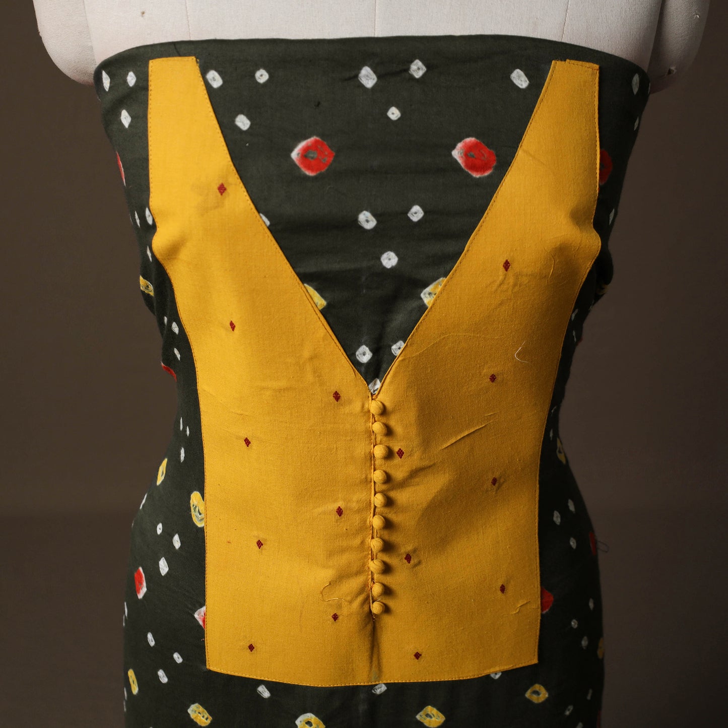 Bandhani Patchwork Cotton Unstitched Kurta Material (2.5m) 05