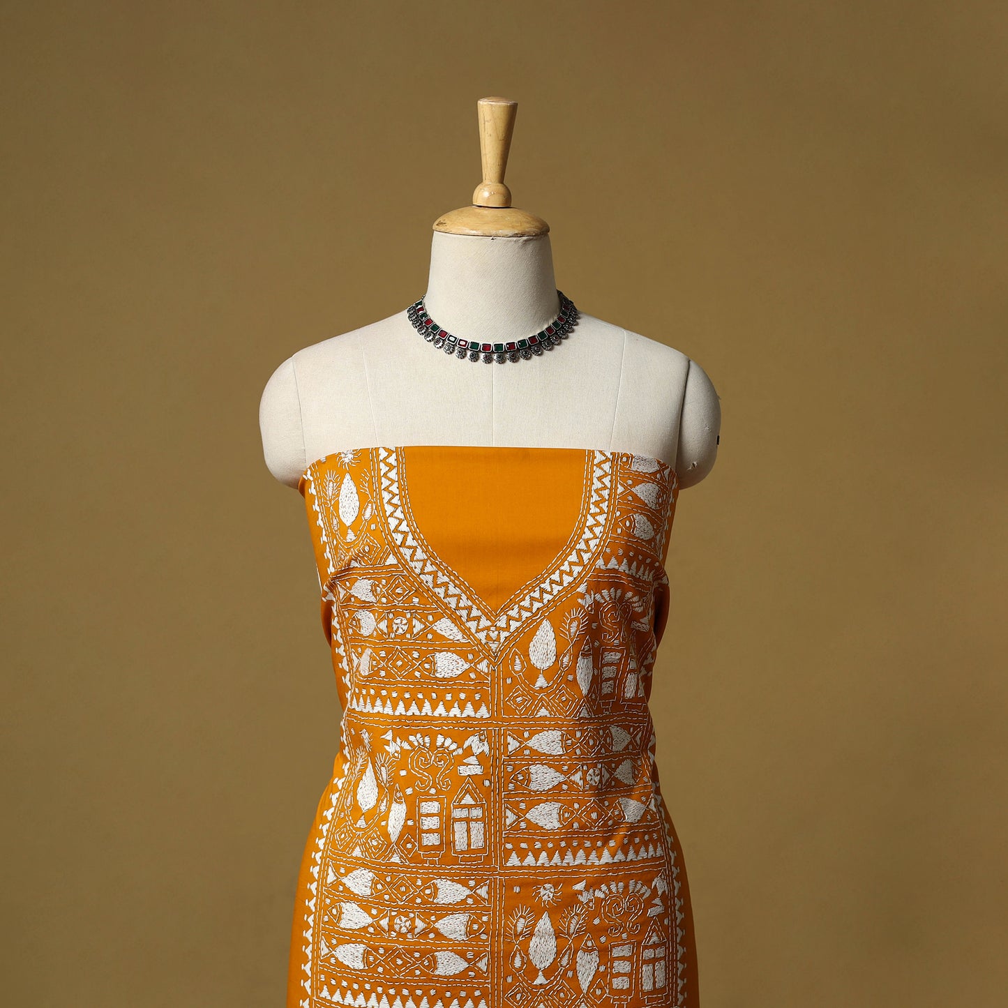 Bengal Kantha Hand Embroidered Unstitched Kurta Material (2.75M) 07