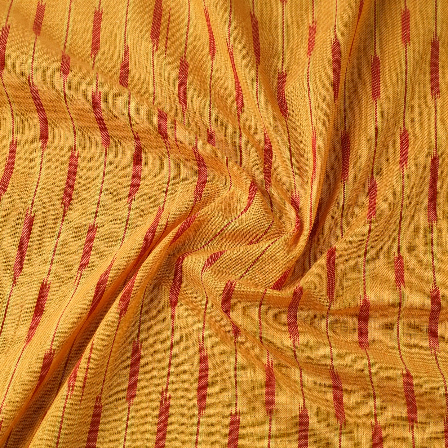 Yellow Handloom Cotton Pochampally Weave Ikat Fabric