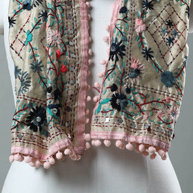 Pink Ranihati Chanderi Silk Embroidered Stole