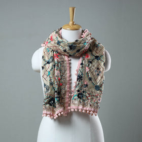 Pink Ranihati Chanderi Silk Embroidered Stole