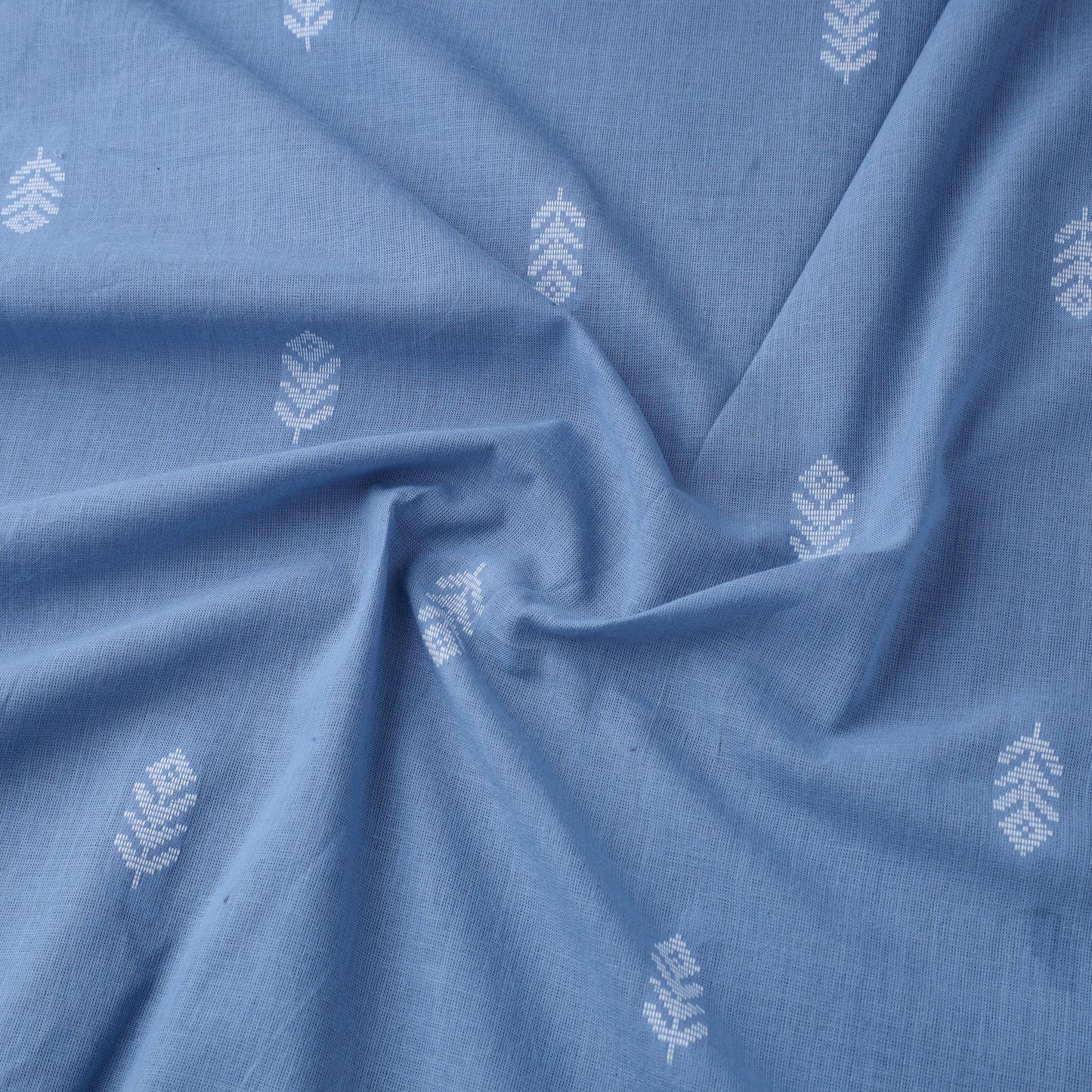 Blue Prewashed Cotton Jacquard Fabric