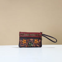 Crewel Embroidery Leather Clutch