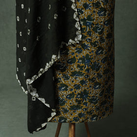 Sanganeri Hand Block Print Cotton 2pc Unstitched Dress Material Kurta Set with Jewellery 01